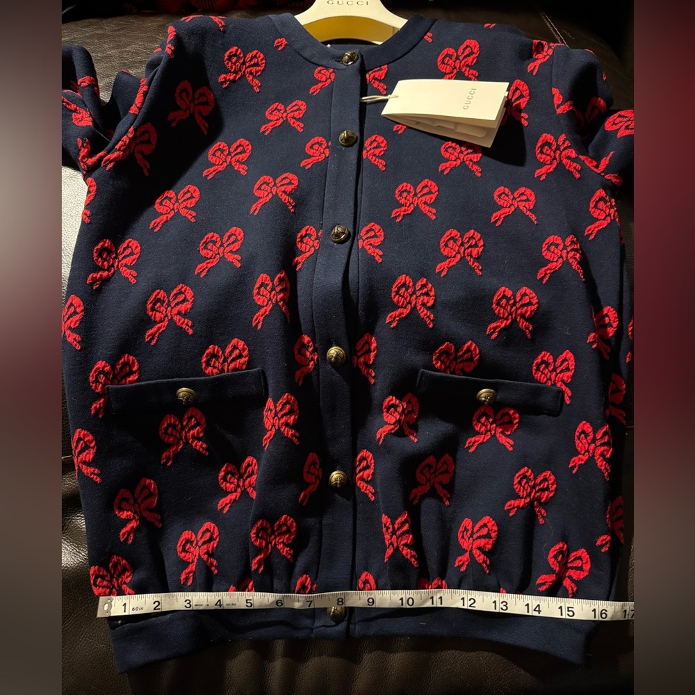 Gucci Navy and Red Bow Cardigan - Picture 9 of 9